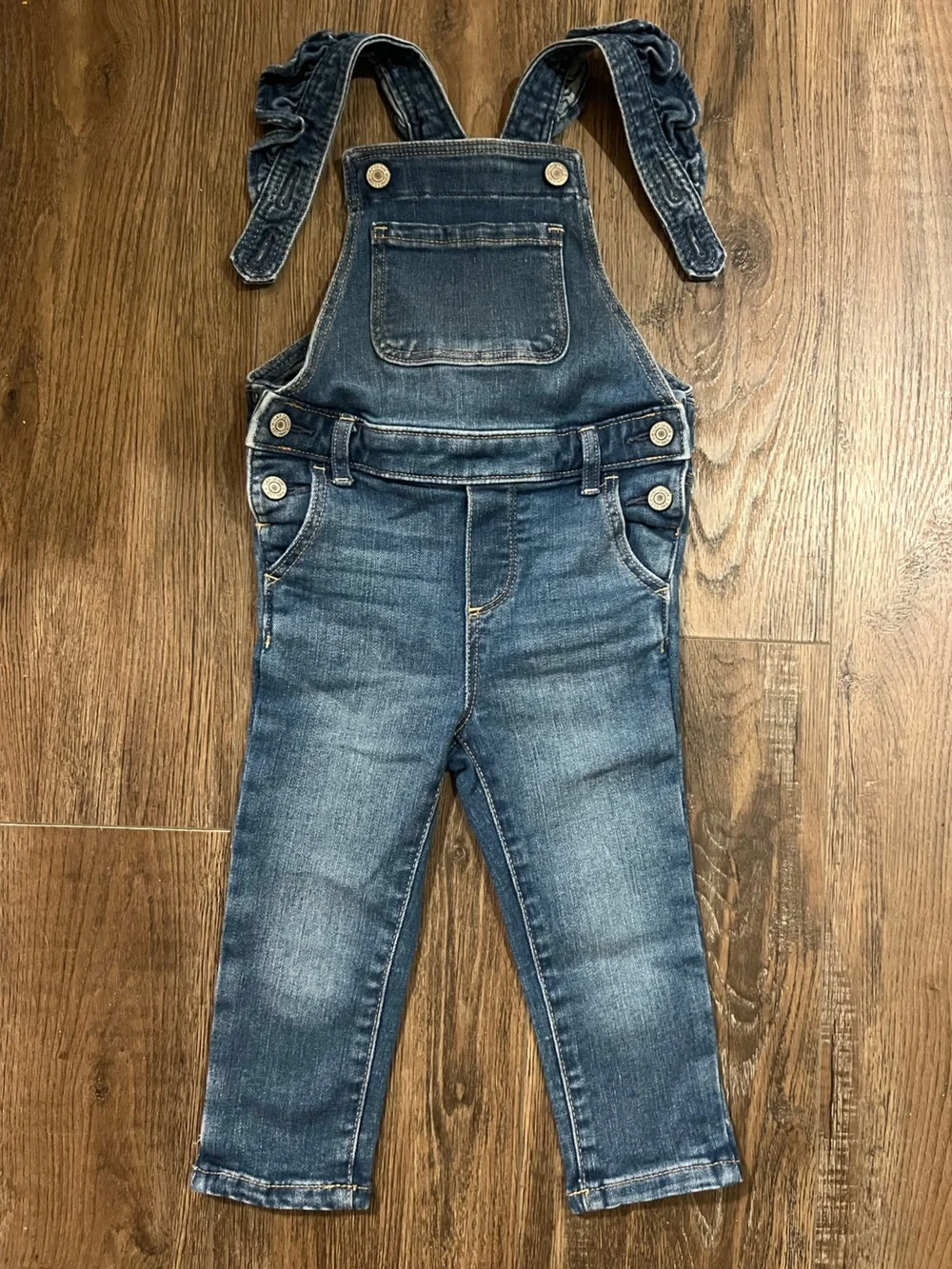 GAP Kids Blue Denim Overalls with Ruffle Straps